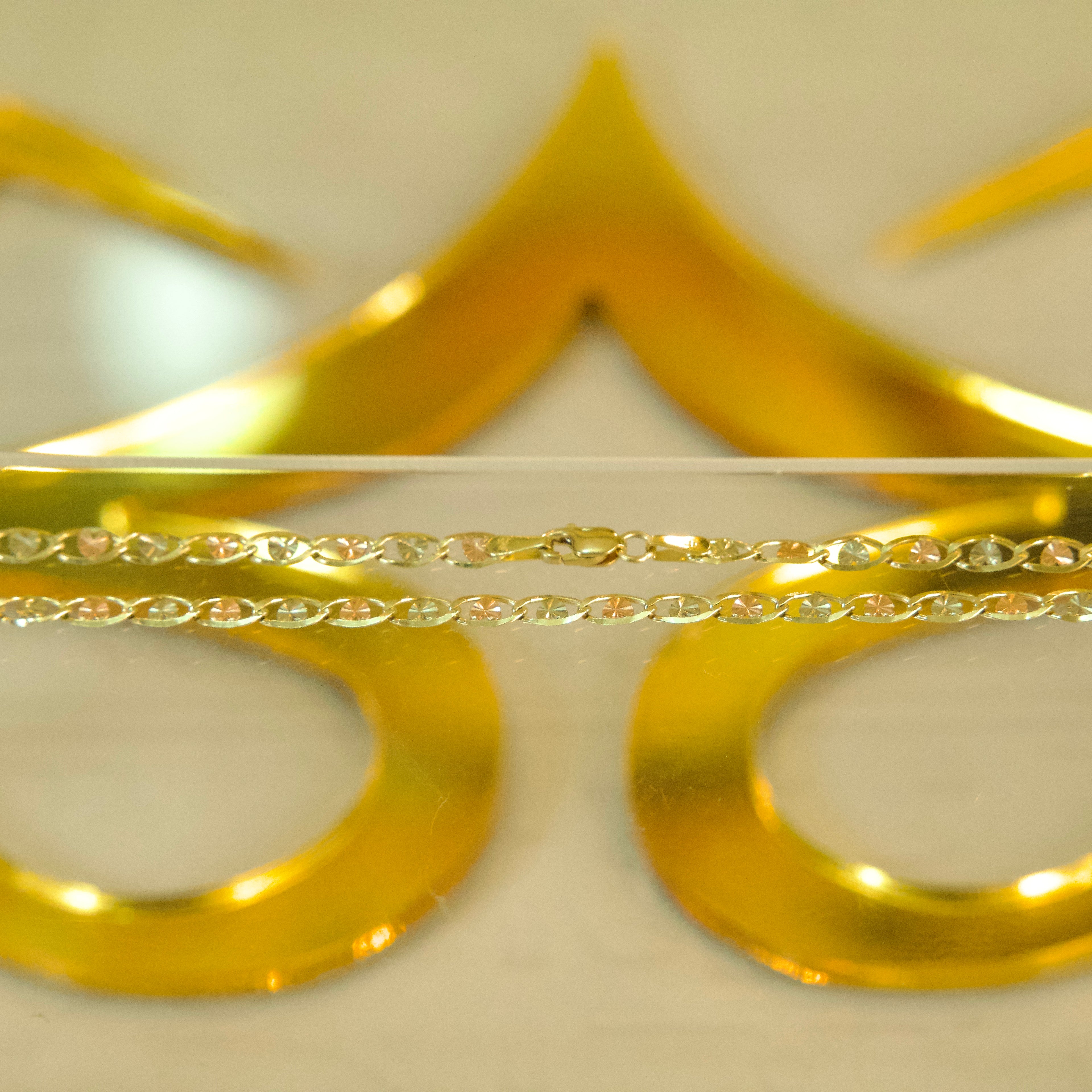 Cadena Corazón de Valetino Tres Oros 10K