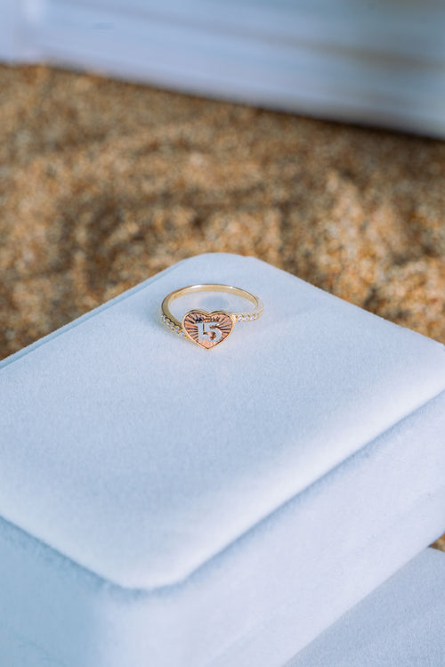 Anillo de 15 años corazón 3 oros 14K