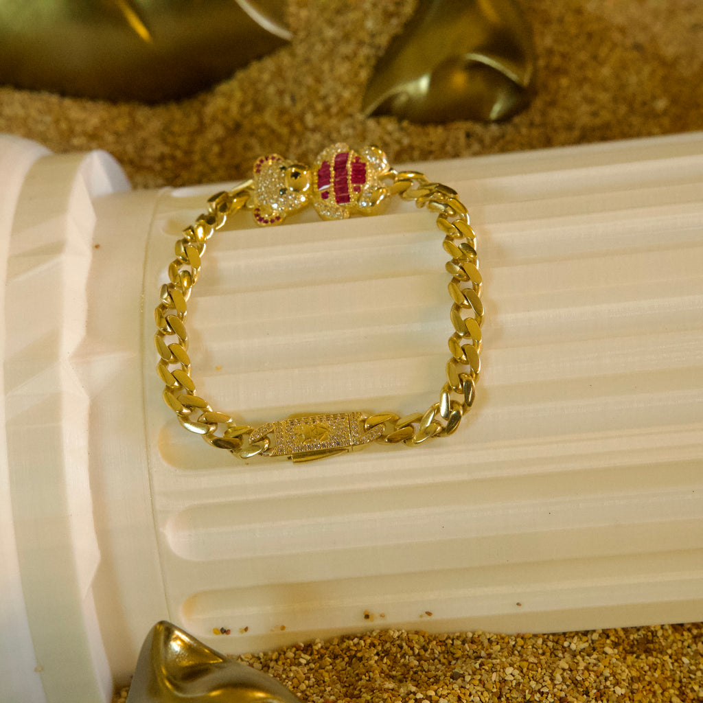 Pulsera de Osito fucsia 10K