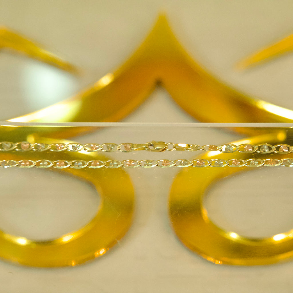 Cadena Corazón de Valetino Tres Oros 10K