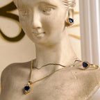 Set de Joyas Corazón azul con piedras blancas 10K