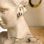 Set de Joyas Corazón azul con piedras blancas 10K