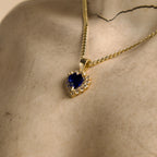 Set de Joyas Corazón azul con piedras blancas 10K