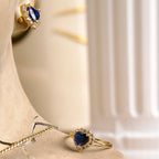 Set de Joyas Corazón azul con piedras blancas 10K