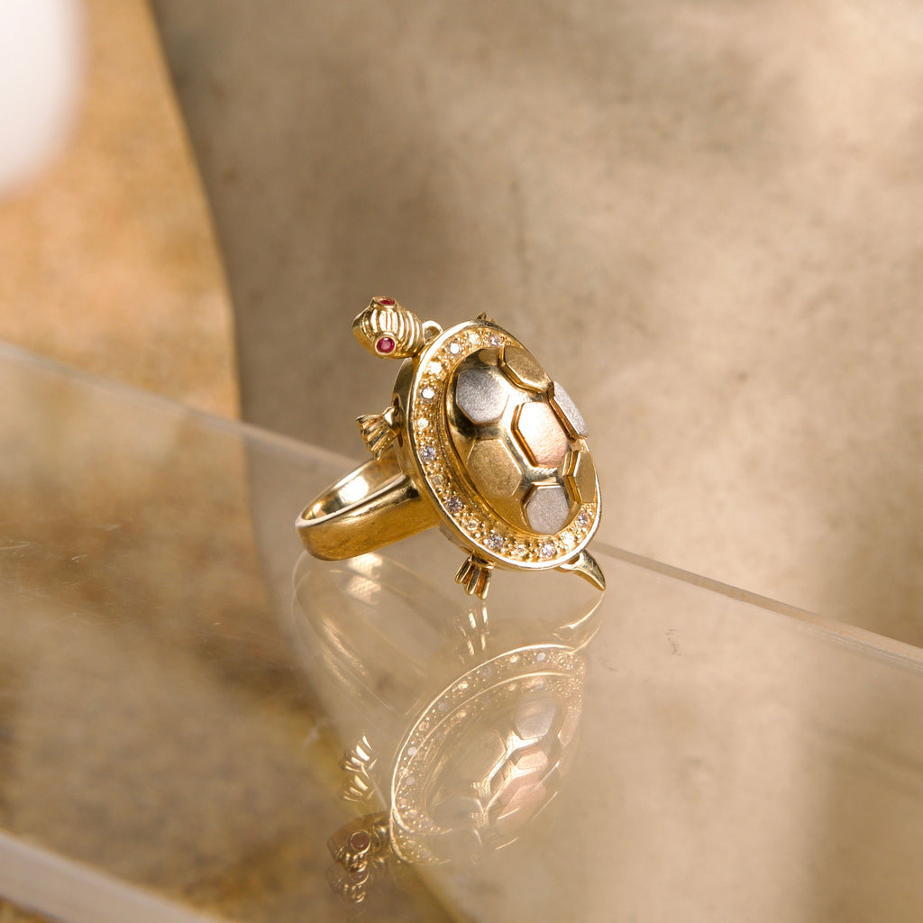 Anillo de Tortuga 3 oros 14K