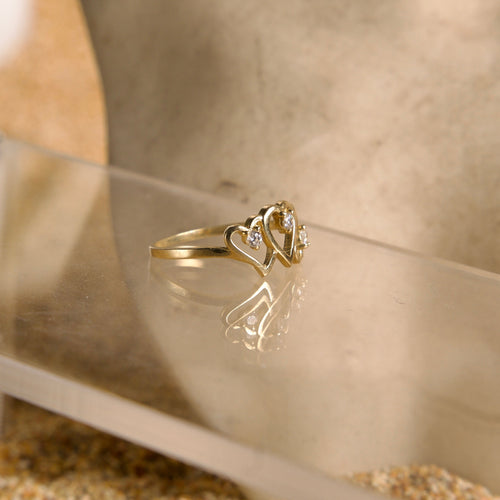 Anillo 3 Corazones 10K