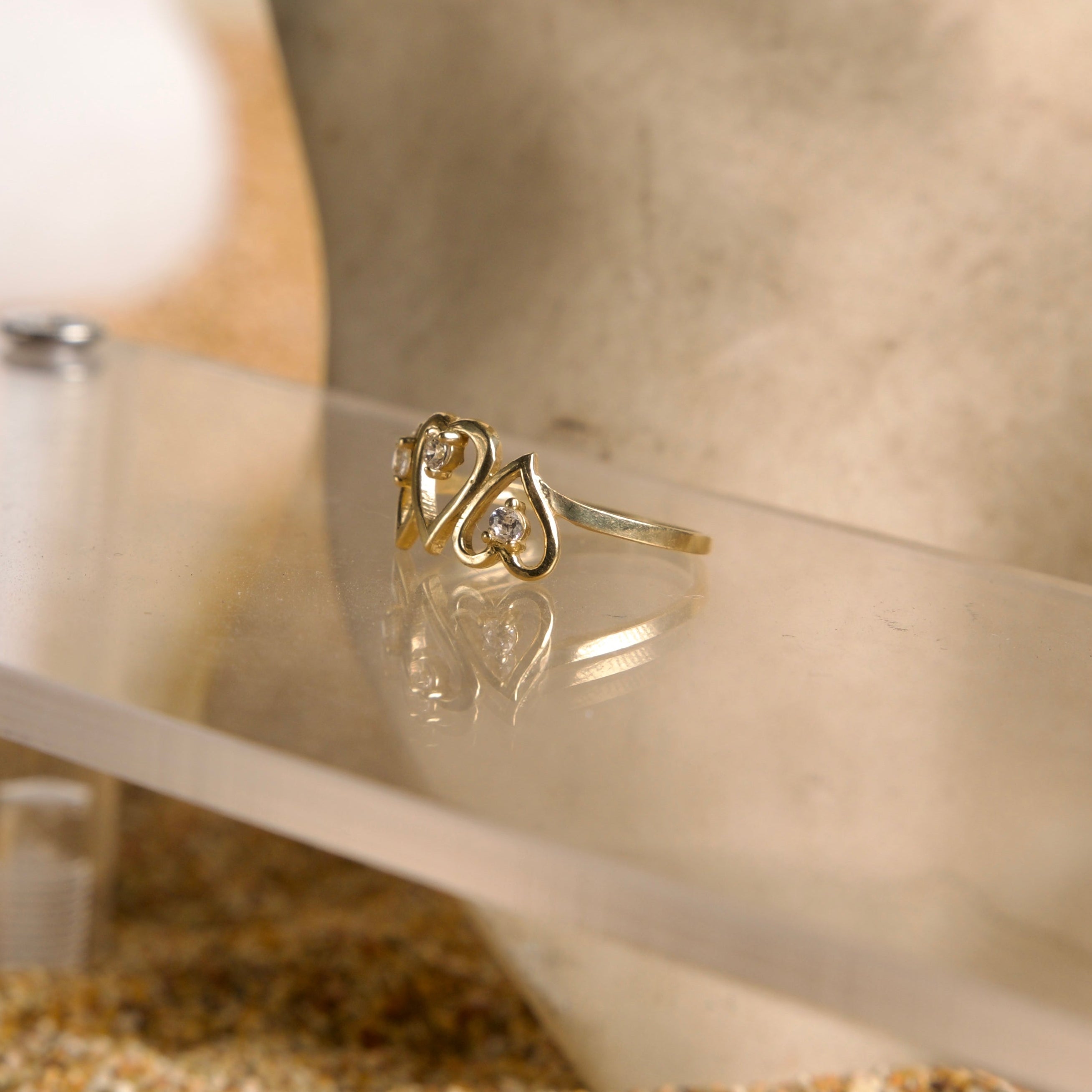 Anillo 3 Corazones 10K