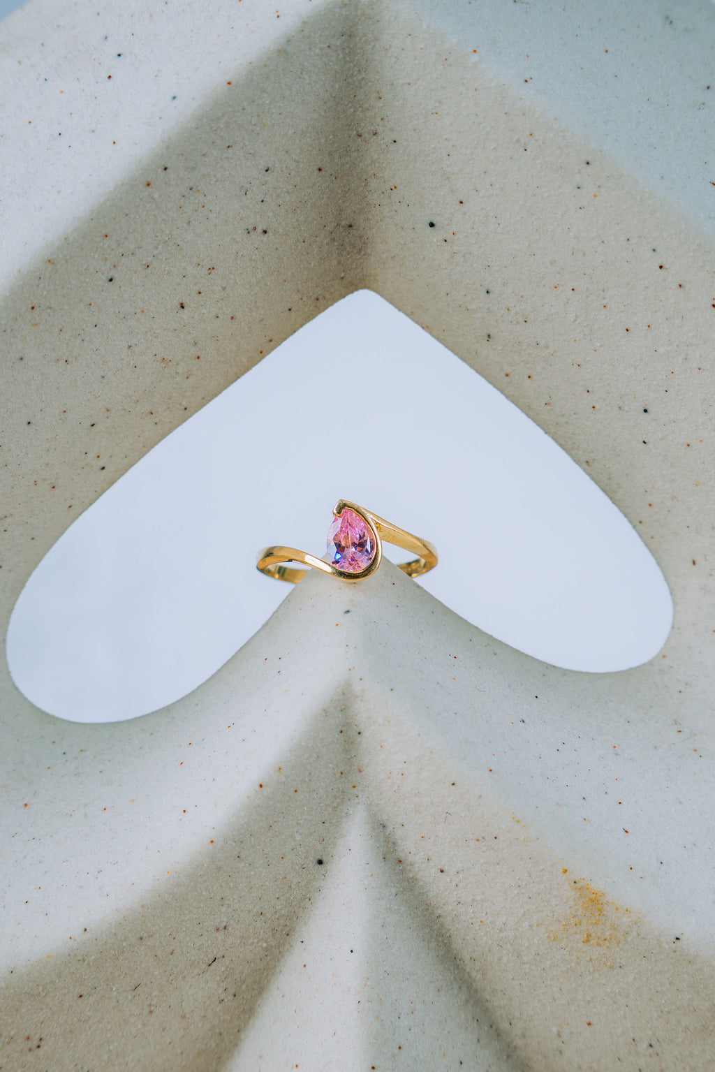 Anillo gota rosada 10K