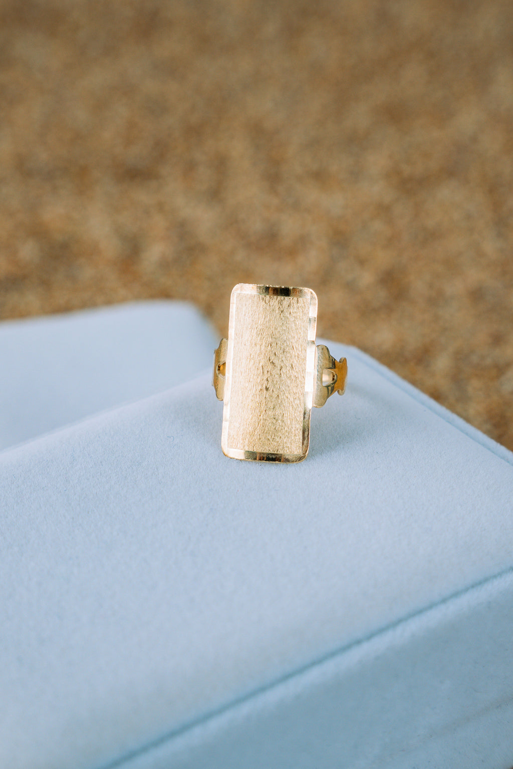 Anillo de plaquita rectangular 10K