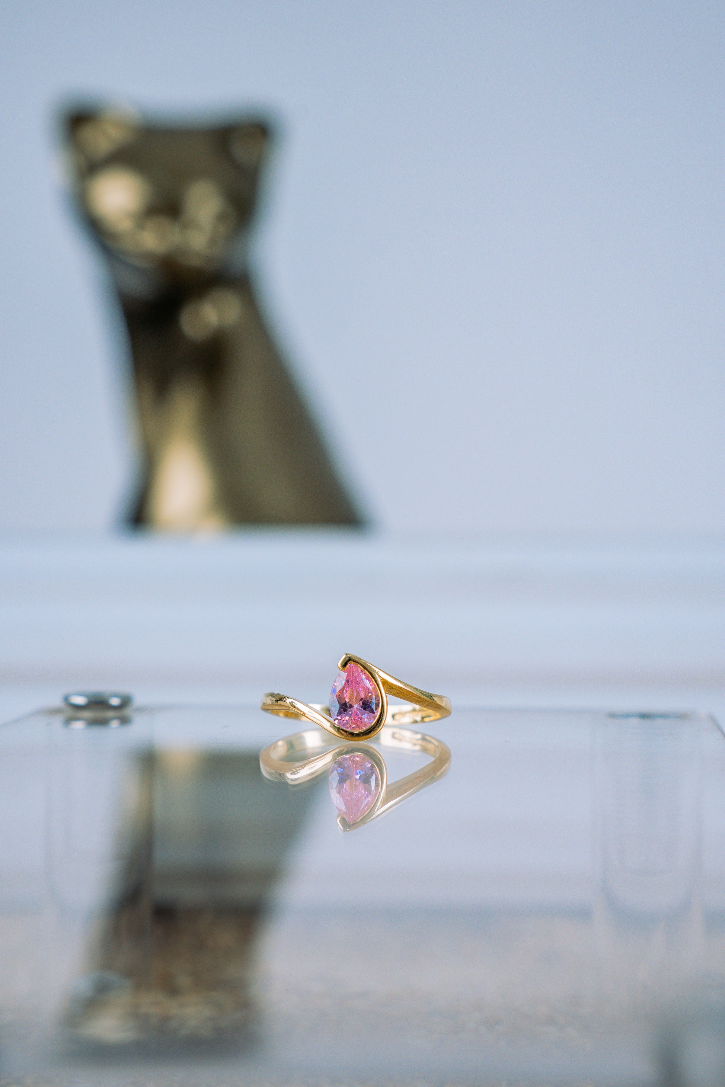 Anillo gota rosada 10K