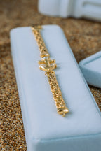 Pulsera bizantino con ancla 14K
