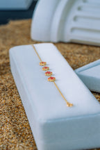 Pulsera 4 treboles rojos 10K