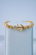 Pulsera bizantino con ancla 14K