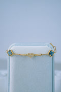 Pulsera treboles negros y corazones 10K