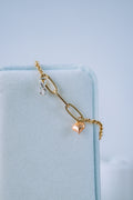 Pulsera vacía con dije infinito y corazón 3 oros 10K