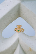 Anillo de osito piedra verde 14K