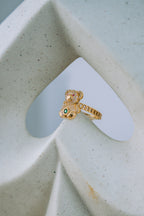 Anillo de osito piedra verde 14K