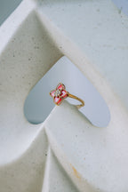 Anillo flor roja 10K