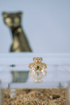 Anillo de osito piedra verde 14K