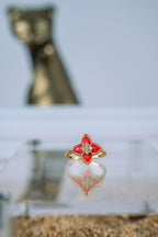 Anillo flor roja 10K