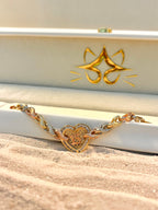 Pulsera 15 años con corazón 3 oros 10K