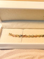 Pulsera 15 años con corazón 3 oros 10K