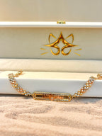 Pulsera 15 años con plaquita 3 oros 10K