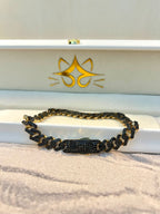 Pulsera Monaco con piedras negras 10K