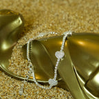 Pulsera de Plata de corazones con piedritas blancas